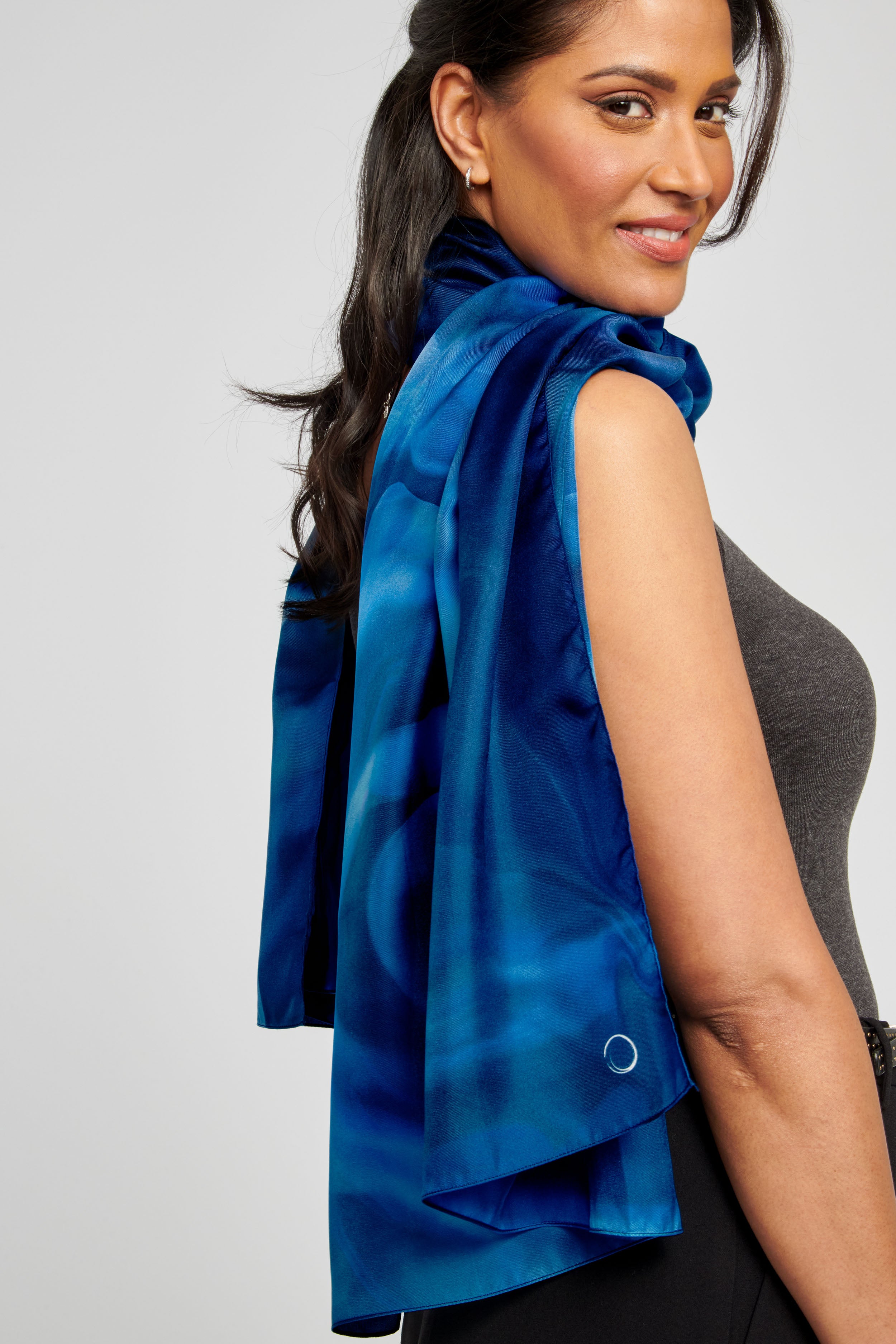 Cobalt blue deals silk scarf